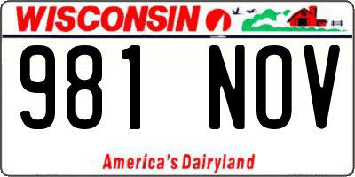 WI license plate 981NOV