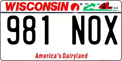 WI license plate 981NOX