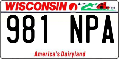 WI license plate 981NPA