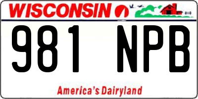WI license plate 981NPB