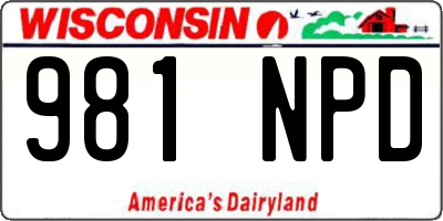 WI license plate 981NPD