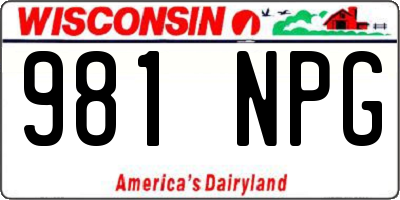 WI license plate 981NPG
