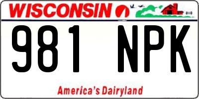 WI license plate 981NPK