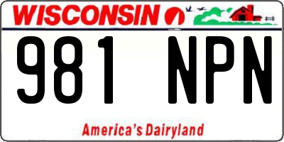 WI license plate 981NPN