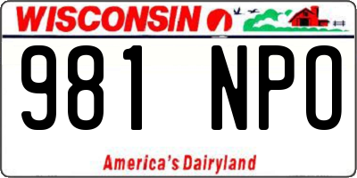 WI license plate 981NPO