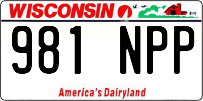 WI license plate 981NPP