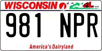 WI license plate 981NPR