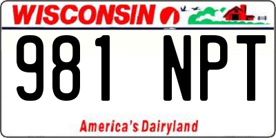 WI license plate 981NPT