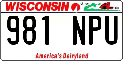 WI license plate 981NPU