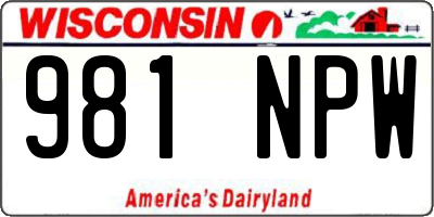 WI license plate 981NPW