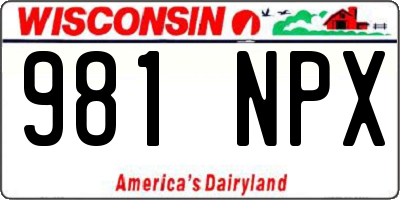 WI license plate 981NPX