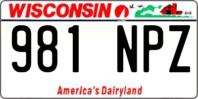 WI license plate 981NPZ