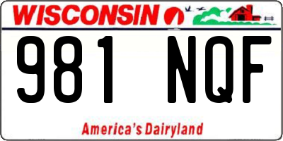 WI license plate 981NQF