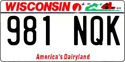 WI license plate 981NQK