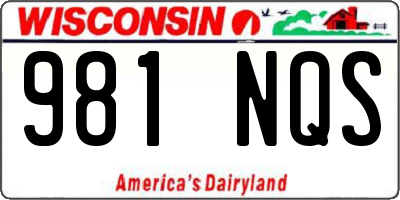 WI license plate 981NQS