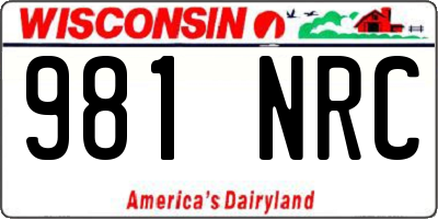 WI license plate 981NRC