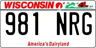 WI license plate 981NRG
