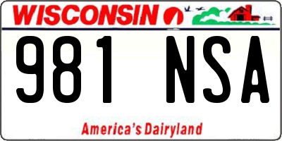 WI license plate 981NSA