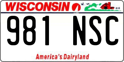 WI license plate 981NSC