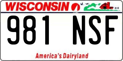 WI license plate 981NSF