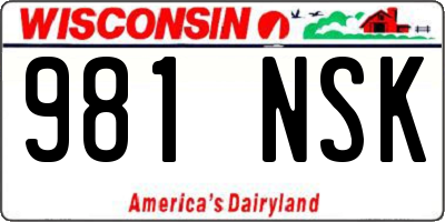 WI license plate 981NSK