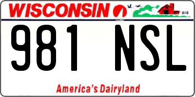 WI license plate 981NSL
