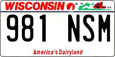 WI license plate 981NSM