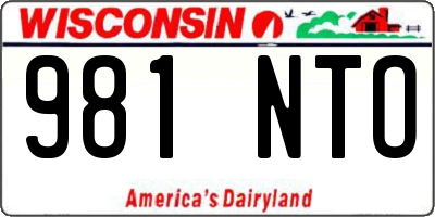 WI license plate 981NTO