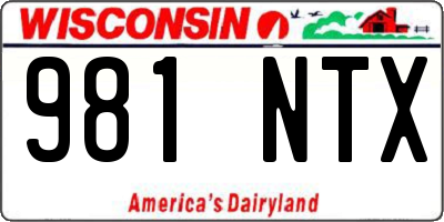 WI license plate 981NTX