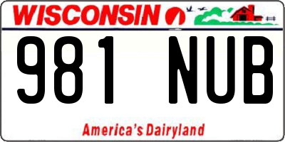 WI license plate 981NUB