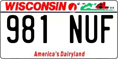 WI license plate 981NUF