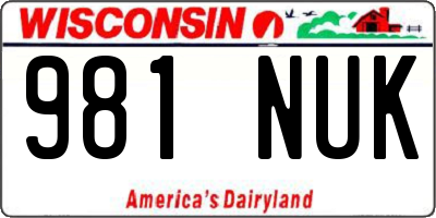 WI license plate 981NUK