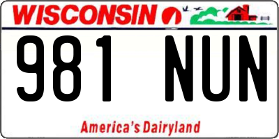 WI license plate 981NUN