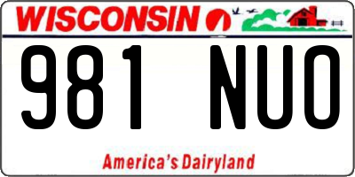 WI license plate 981NUO