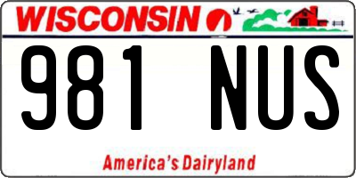 WI license plate 981NUS