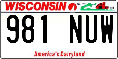 WI license plate 981NUW