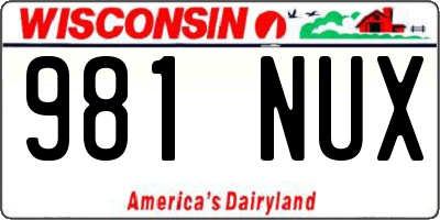 WI license plate 981NUX