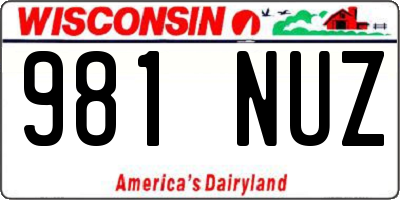 WI license plate 981NUZ