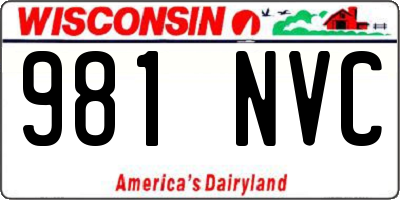 WI license plate 981NVC