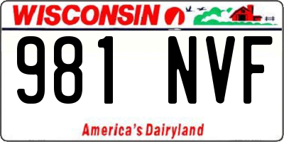 WI license plate 981NVF