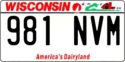 WI license plate 981NVM