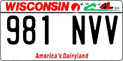 WI license plate 981NVV