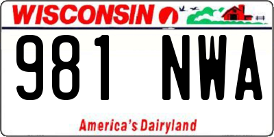WI license plate 981NWA