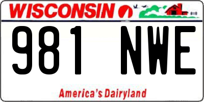 WI license plate 981NWE