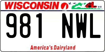 WI license plate 981NWL