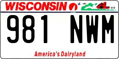 WI license plate 981NWM