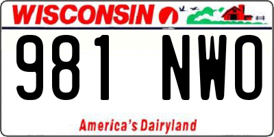 WI license plate 981NWO