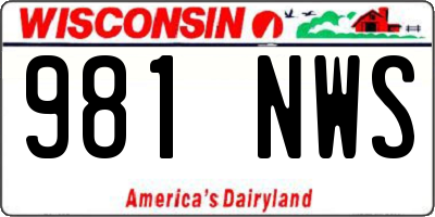 WI license plate 981NWS