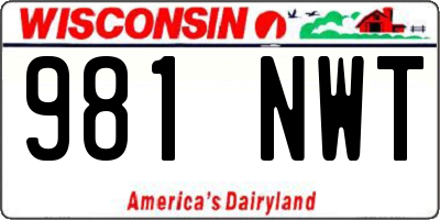 WI license plate 981NWT