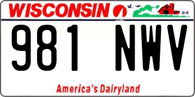 WI license plate 981NWV